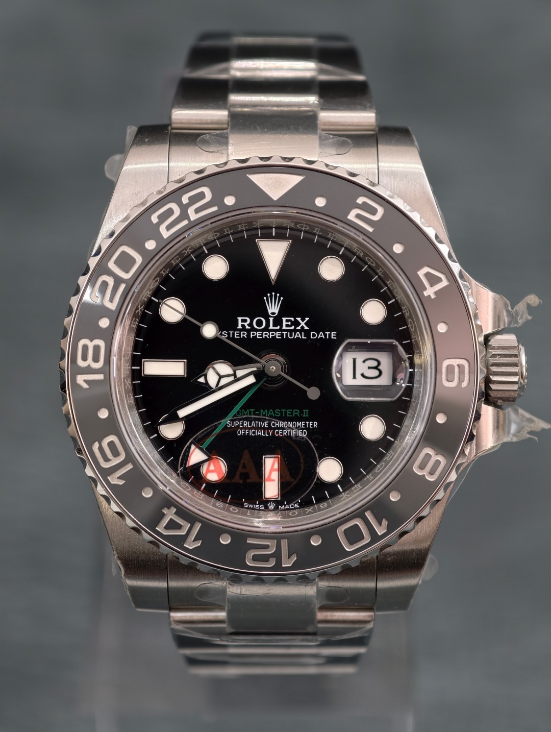 Grey and black GMT watch